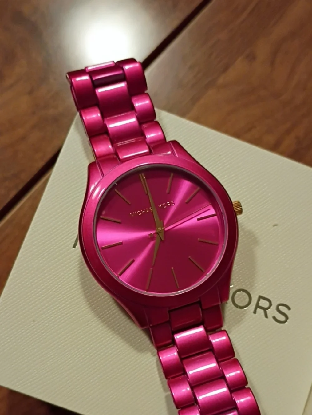 Michael Kors Hot Pink Metallic Link Watch